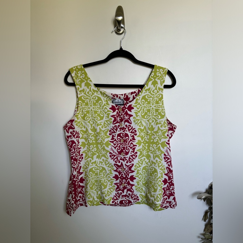 Green and Red Manuheali’i Tank Top Blouse